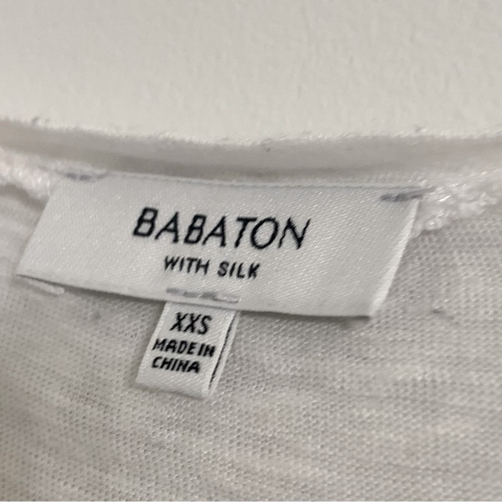 Babaton Classic Silk & Linen White Tee with Lace Detailing Size XXS - Picture 5 of 6